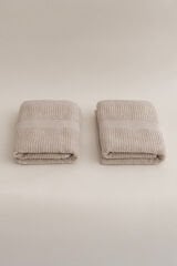 IVORY BEIGE WIRE MICRO FIBER 100% COTTON 2-PIECE HAND AND FACE TOWEL SET 50 X 90 - 50 X 90
