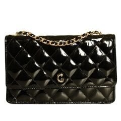 Black Patent Leather Women's Crossbody Bag