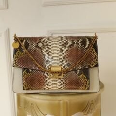 Powder Combination Python Leather Women's Crossbody Bag