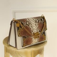 Powder Combination Python Leather Women's Crossbody Bag