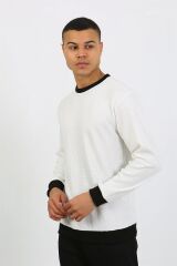 Akbeniz Erkek Uzun Kol Manşetli Paça Penye Pijama Takımı 6870 Beyaz