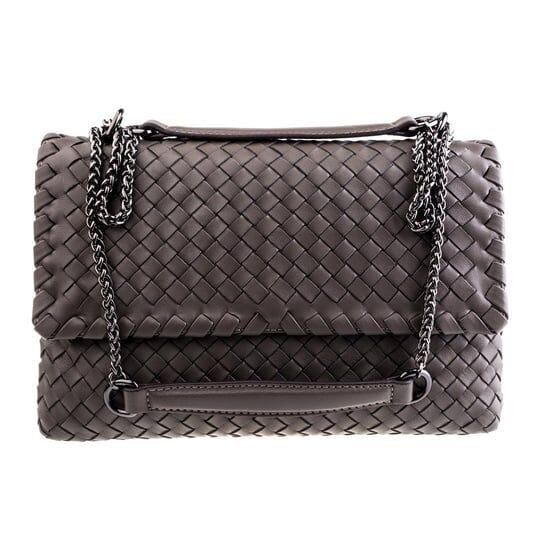 Gray Knitted Leather Women's Crossbody Bag