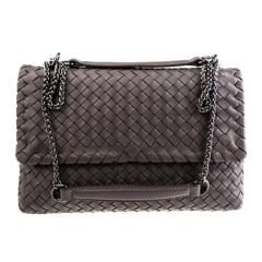 Gray Knitted Leather Women's Crossbody Bag