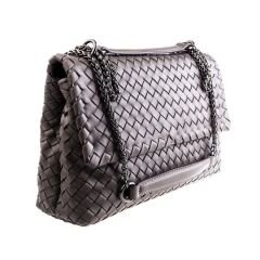 Gray Knitted Leather Women's Crossbody Bag