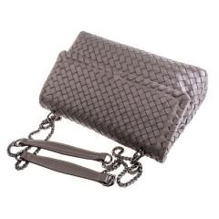 Gray Knitted Leather Women's Crossbody Bag