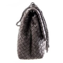 Gray Knitted Leather Women's Crossbody Bag