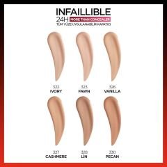 L'ORÉAL PARIS Infaillible 24H Tüm Yüze Uygulanabilir Kapatıcı - 328 Lin