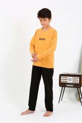 Akbeniz Erkek Çocuk Uzun Kol Penye Pijama Takım 20438 Sarı
