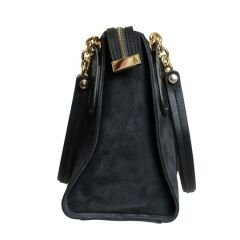 Navy Blue Suede Women's Shoulder Bag