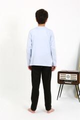 Akbeniz Erkek Çocuk Uzun Kol Penye Pijama Takım 20437 BuzMavisi