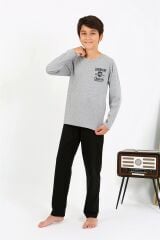 Akbeniz Erkek Çocuk Uzun Kol Penye Pijama Takım 20437 Gri