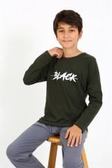 Akbeniz Erkek Çocuk Uzun Kol Penye Pijama Takım 20437 Haki