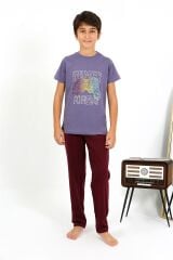 Akbeniz Erkek Çocuk Kısa Kol Penye Pijama Takım 20758 Mor