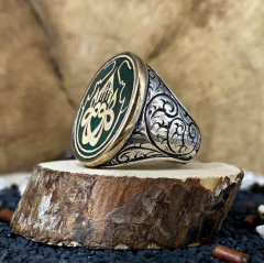 925 ayar gümüş El yapımı trend Tasarım semazen mevlana türbe hilal hüve hu Model Otantik erkek yüzük