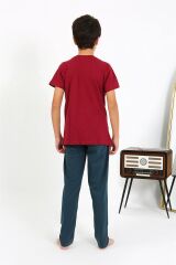 Akbeniz Erkek Çocuk Kısa Kol Penye Pijama Takım 20758 Bordo