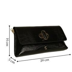 Black Lizard Print Leather Women's Clutch Bag