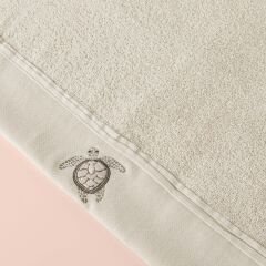 Linens Turtles Cotton Face Towel 50x85cm Beige