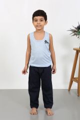 Akbeniz Erkek Çocuk Sıfır Kol Penye Pijama Takım Mavi 20439