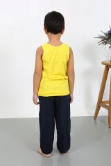 Akbeniz Erkek Çocuk Sıfır Kol Penye Pijama Takım Sarı 20439