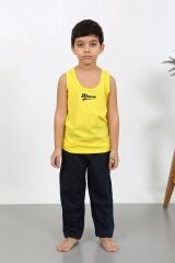 Akbeniz Erkek Çocuk Sıfır Kol Penye Pijama Takım Sarı 20439