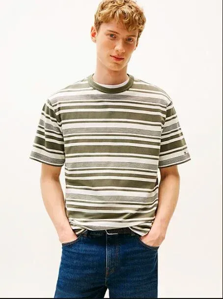 Tommy Hilfiger Erkek cotton modal stripe t-shirt