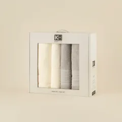 Karaca Home Line Soft %100 Pamuk 4 Parça Hamam Seti Ekru-Gri