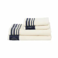 Karaca Home Minka Sonil %100 Pamuk Banyo/Yüz Havlusu Hamam Seti Off White/ Lacivert