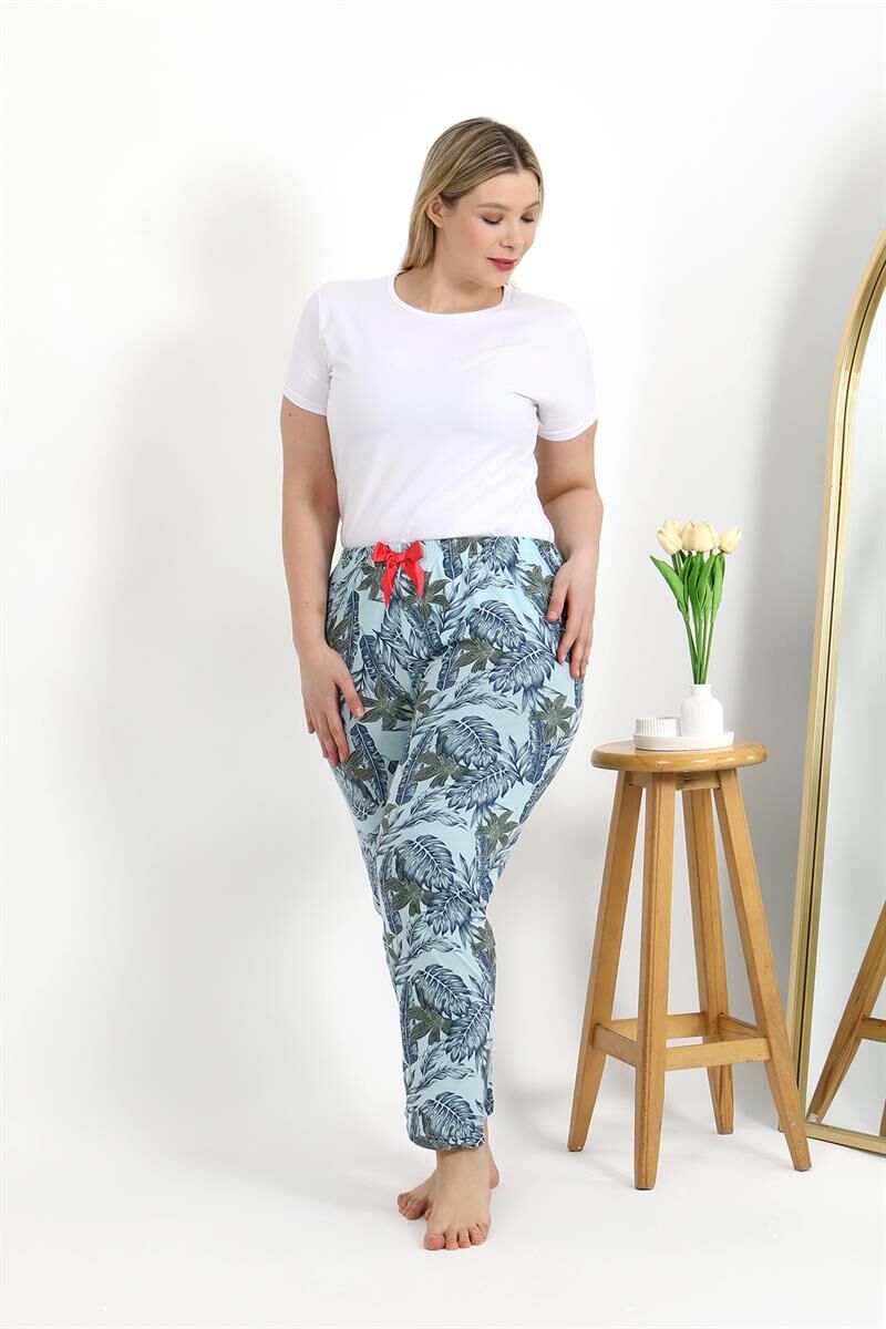 Akbeniz Kadın Pamuklu Büyük Beden Alt Pijama 27558 Mavi