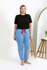 Akbeniz Kadın Pamuklu Büyük Beden Alt Pijama 27559 Mavi