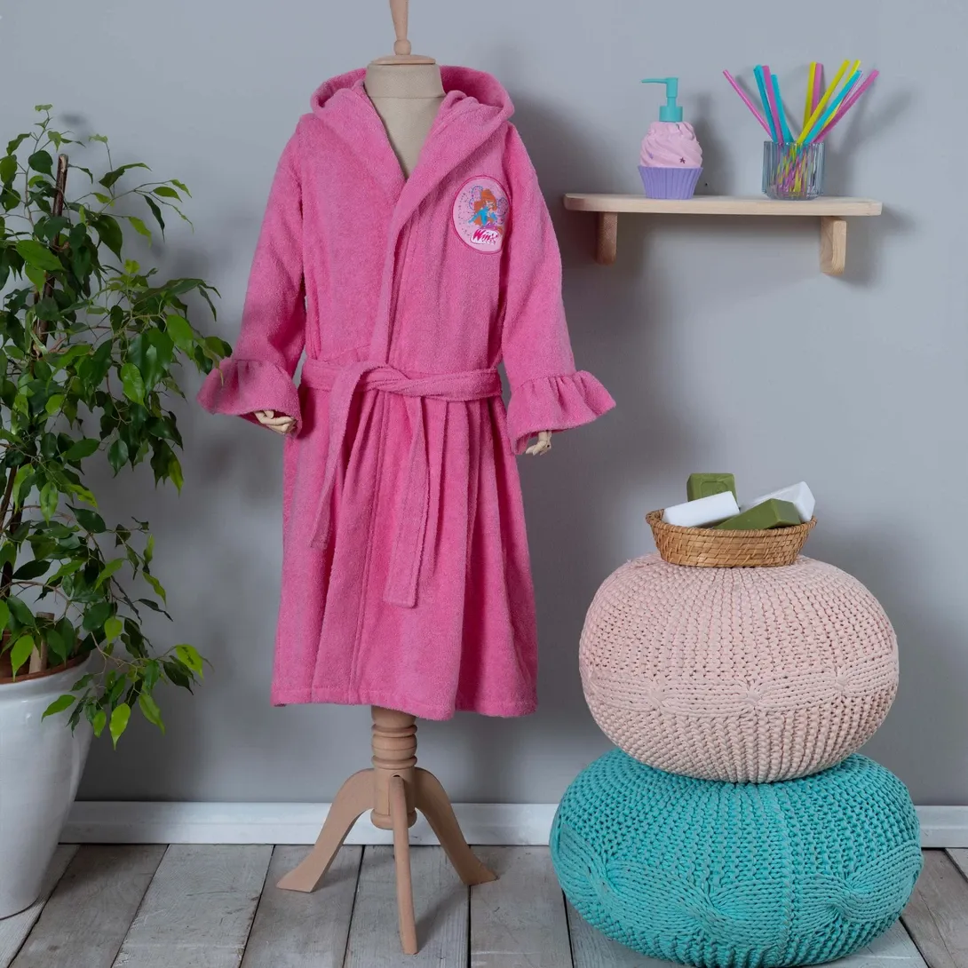 Winx by Karaca Home Bloom Pink 100% Cotton 4-6 Years Old Bathrobe
