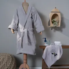 Peanuts by Karaca Home Cute&Cuddly Gray Embroidered Child Bathrobe 6-8 Years