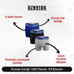 Erkek Boxer Pamuklu 3'Lü Set