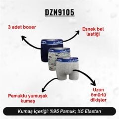 Erkek Boxer Pamuklu 3'Lü Set
