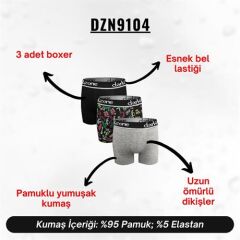 Erkek Boxer Pamuklu 3'Lü Set
