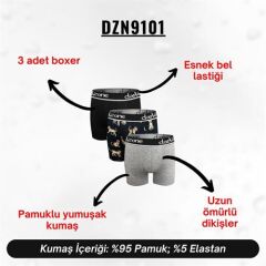 Erkek Boxer Pamuklu 3'Lü Set