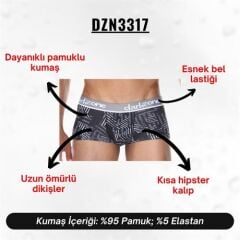 Desenli Siyah Kısa Erkek Boxer