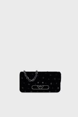 Emporio Armani Metal Logolu Taşlı Kadife Mini Bayan Çanta EW001492 AF14788 UC001 SİYAH