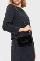 Emporio Armani Metal Logolu Taşlı Kadife Mini Bayan Çanta EW001492 AF14788 UC001 SİYAH