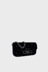 Emporio Armani Metal Logolu Taşlı Kadife Mini Bayan Çanta EW001492 AF14788 UC001 SİYAH