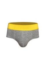 Erkek Sarı Lastikli Gri Pamuklu Lastikli Slip Külot