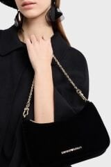 Emporio Armani Zincir Omuz Askılı Kadife Bayan Çanta EW001627 AF15076 UC001 SİYAH