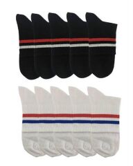 Erkek Siyah-Beyaz 10'Lu Kısa Spor Çorap Seçenek