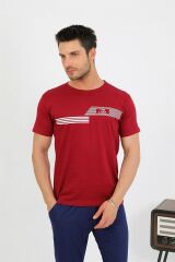 Akbeniz Erkek Pamuk Kısa Kol Pijama Takım Bordo 6875