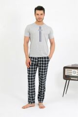 Akbeniz Erkek Pamuk Kısa Kol Pijama Takım Gri 6875