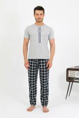 Akbeniz Erkek Pamuk Kısa Kol Pijama Takım Gri 6875