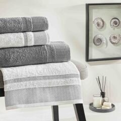 Taç Raya Pure Cotton Pamuk Aile Seti Beyaz Antrasit
