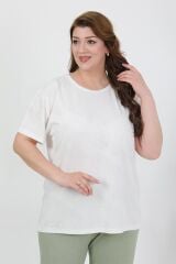 Akbeniz Kadın Büyük Beden Kısa Kol Penye Pijama Takımı Beyaz 202510
