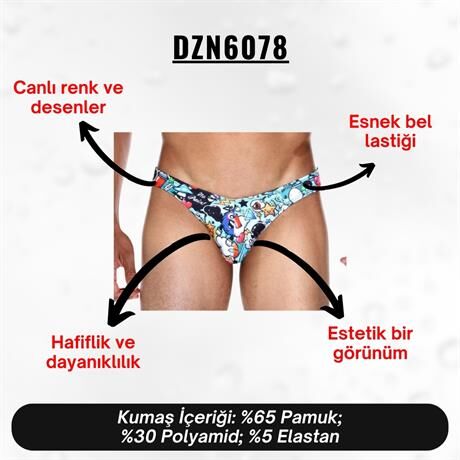 Emoji Desenli Renkli Erkek Slip (Dijital Baskılı)