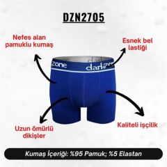 Erkek Boxer Saks Mavi Pamuklu