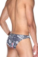 Tasarım Siyah Erkek Slip (Dijital Baskılı)
